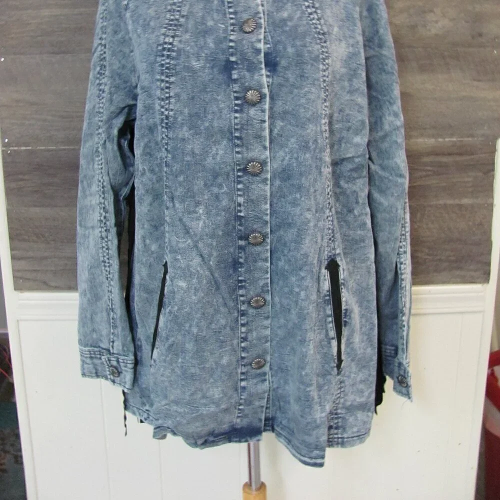 2FLYCO HILDAGO FALLS LADIES DENIM/CHAMBRAY JACKET WITH FRINGE NWT